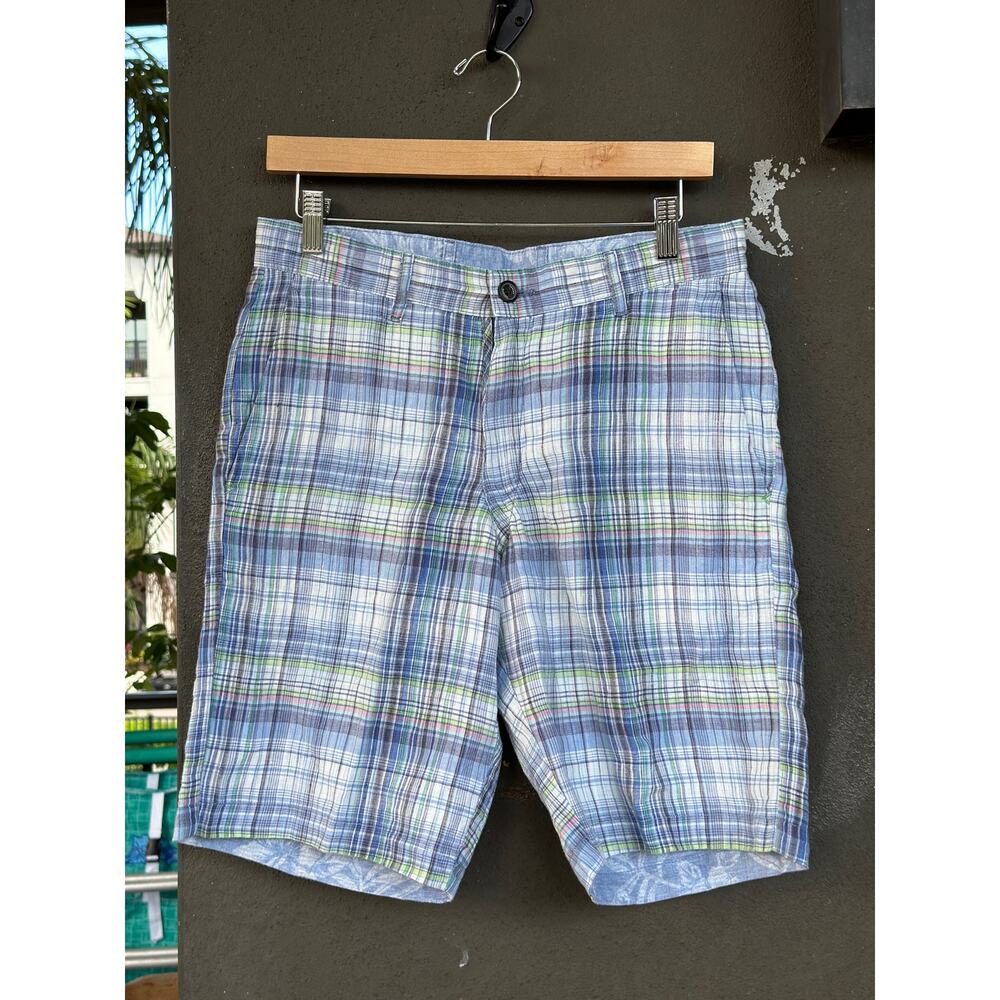 Tommy Bahama Men’s 30 Regular Porto De Palm Reversible 10-Inch Shorts Linen Blue